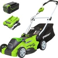 Greenworks 40V 16" Cordless (Push) Lawn Mower (75+ Compatible Tools), 4.0Ah Battery and Charger Included