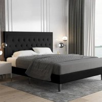 Wood Slat Support Bed Frane Queen Size Bed Frame Upholstered Platform Bed With Adjustable Headboard Full Beds for Marriage Home