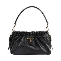 Prada Triangle Logo Nappa Leather Shoulder Bag Black Black