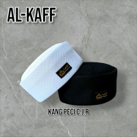 (GROSIRAN ISI 20 PCS) PECI/KOPIYAH HABASYA BULAT Kopiah Muslim Dewasa Songkok Hitam Motif Putih Kain