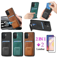 Casing For OPPO Reno 5F Dengan Bracket Deformasi dan Slot Kartu Kredit Dompet Film Keramik Layar Pro