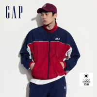 【GAP】男裝 Logo防曬立領外套-紅藍撞色(461228)