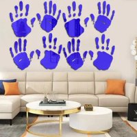 8PCS Colorful Horror Hand Palm Acrylic Mirror Wall Stickers Halloween Decor Removable Hand DIY Sticky Mural Decals For Home