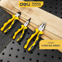 Bộ 3 Kìm Đa Năng Deli Tools Thép CR-V Chống Mòn Gỉ- Kìm Cắt Dây Điện, Kìm Mũi Nhọn, Kìm Kẹp Cắt Thép