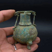 Antique Han Dynasty beam pot old copper pot small bronze ornaments