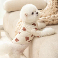 Autumn Dog Clothes Cartoon Little Bear Winter Warm Cotton Coat Small and Medium Dog Down Coat Teddy Thickened Legs Clothing