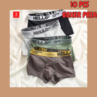 Yooyi Bundle 5Pcs/10Pcs Boxer Celana Dalam Pria Dewasa Fashion Men Hello High Quality Remaja Jumbo S