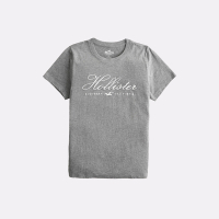 Hollister 海鷗 熱銷刺繡小海鷗文字短袖T恤(女)-灰色