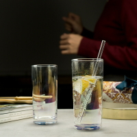 朵頤 創意五彩水晶玻璃杯透明直身水杯果汁杯家用涼水杯牛奶杯1入
