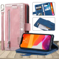 For Apple iPhone 14 Plus 13 12 Pro Max mini 11 XS X Luxury Fashion Zipper Wallet Card Bag Flip Leather Case Lanyard Phone Cover