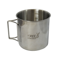 【Treewalker露遊】輕量不鏽鋼杯(500ML) 茶杯 鋼杯 露營杯 環保杯 咖啡杯 可折把手 折疊杯 露營 戶外