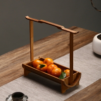 竹制水果盤點心盤日式客廳干果盤提籃茶點盤特色餐廳擺盤手工托盤