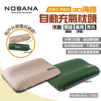 Nobana 3D海綿自動充氣枕頭 四色 氣墊枕 旅行便攜頸椎枕 午休靠枕 露營 悠遊戶外