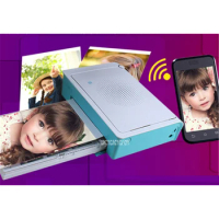 220V Portable Mini Pocket Photo Printer Wireless Support Android iOS Smartphone Color Printing Blue Print speed 50s