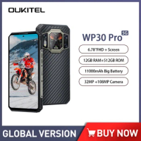 Oukitel WP30 Pro 5G Rugged Smartphone Android 13 12GB+512GB 11000mAh Mobile Phone 6.78" FHD+ 108MP 120W Super Fast Charge Global