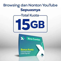 Kartu Perdana XL Paket Xtra Combo Kuota 15GB (5GB + 10GB Youtube) 30hr