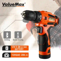 12V Electric Drill 20NM Cordless Drill Driver Screwdriver Rechargeable Electric Power Tools with Lithium-ion Battery