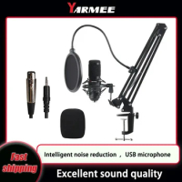 YARMEE Professional DSP Studio Microphone Kit With Adjustable Scissor Arm Stand Shock Mount For Karaoke Youtube Recording Gaming