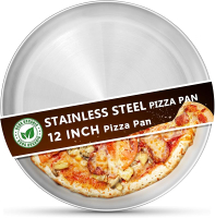 Kevenal Stainless Steel Pizza Pans 12 inch Pizza-Pan for Oven Steel Pizza Tray Round Pizza Plate Set