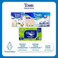 BUY Tessa Hand Towel Natural Tisu 150's + Tessa Nature Unbleached Kitchen Towel 2 Rolls / 100's FREE