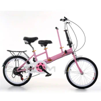 2021 Parent-Child Double Seat Folding Bike 20 Inch Children's Bike Multifunctional Double V Brake Bike Adult Bike With Basket