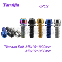 Yaruijia Titanium Bolt M5/M6x16/18/20mm 2/5000 Cone-Head Allen Sleeve Screw for Bike Stem 6Pcs