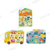 KidzTent Toy Wooden Knob Puzzle | Wooden Educational Hand Grip Jigsaw Puzzle Kids | Wooden Puzzle To