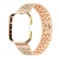 Diamond Metal Watchstrap+Protector Case For Redmi Watch 3 Active Watch Bracelets For Redmi Watch 2 Lite mi watch lite Wristband