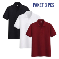 PS | Paket 3 pcs Kaos Polo Shirt Pria | Baju Tebal Kerah Polos | Tangan Pendek | Bisa Seragaman | Ka