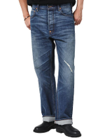 กางเกงยีนส์ (ริมน้ำเงิน) Selvedge 8 years Wash Jouneyผู้ชาย คอลเลคชั่น 101 เอวสูง ทรงกระบอก สียีนส์อ