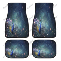 Peacock With Blue Feathers Auto Floor Mats Carpet, Customized Car Floor Mats All Weather Automotive Floor Pad for Stylish