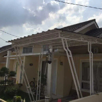 Kanopi Besi HOLLO Minimalis Kremona Spandek Pasir Rangka Galvanis 4x4