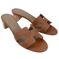 HERMES Oasis sandal 經典H造型女仕低跟涼拖鞋(金棕 39號)