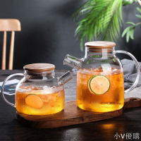 日式家用涼水壺玻璃耐高溫加厚防爆煮茶壺大容量透明冷水壺花茶壺