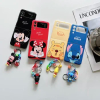 Disney Cartoon Mickey Minnie Mouse Stitch Winnie The Pooh Phone Case for Samsung Galaxy Z Flip 3 4 5 5G Hard Back Cover Funda