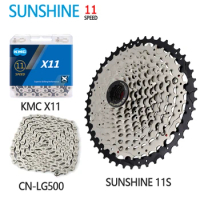 SUNSHINE 11 Speed 11-40/42/46/50/52T MTB Bike Cassette Sprocket 11V 11S KMC X11 CN-LG500 Chain Set For Shimano Sram Bike Parts