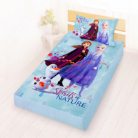 享夢城堡 單人床包枕套3.5x6.2二件組-冰雪奇緣FROZEN迪士尼 秋日之森-藍
