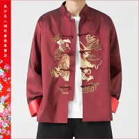 【台灣出貨】男士中式外套 唐裝漢服 祥龍飛騰刺繡 (四色) 超低價650元 💮東方美人💮