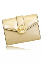 Michael Kors Michael Kors Carmen Medium Flap Bifold Wallet Pale Gold