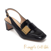Pineapple Outfitter-IZUMI-牛漆皮方頭涼跟鞋-黑色