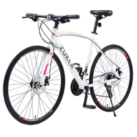 28“700C Hybrid Road Bike 24 Speed, Double Disc Brakes, Aluminum Alloy Lightweight Frame, Adult City Commuter Bike for Men/Women