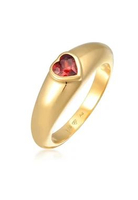 Elli Jewelry Cincin Wanita Perak 925 Lapis Emas Hati Zirconia Merah Korea Style Aesthetic Berkelas 4