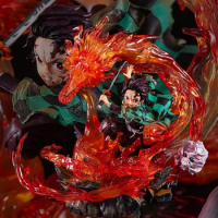 30cm Demon Slayer Anime Figure Kamado Tanjirou fire dragon Action Figure Statue Ornaments Collect Model Doll Birthday Gift Toys