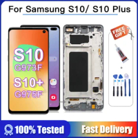 For Samsung Galaxy S10+ /S10 Plus G975F/DS Lcd Display Touch Screen Digitizer for Samsung Galaxy S10 G973F/DS Screen with frame