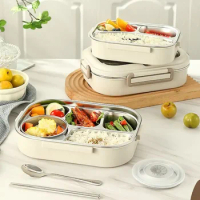 Portable Bento Box 304 Stainless Steel Insulated Lunch Box Set Microwaveable Leakproof Sealed Bucket Student Lunch Container