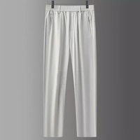 冰絲休閒褲男夏季薄款透氣彈力直筒長褲子男爸爸裝速幹工裝運動褲