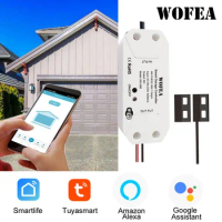 Wofea Tuya Smart WIFI 2.4G Garage Door Opener Controller Open &amp; Close by Phone APP No Need Hub Compatible Alexa &amp; Google Home