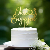 Just Engaged Cake Topper Engagement Cake Decoration with Ring in Acrylic