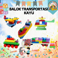 Mainan Edukasi Balok Transportasi Kayu dan Puzzle Anak Belajar - Alat Peraga TK, APE, TK, Balok Tank