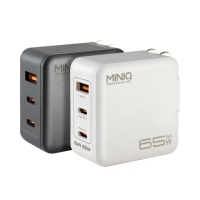 【MINIQ】台灣製造 65W氮化鎵 雙USB-C+USB-A手機急速快充充電器(雙孔1A2C /附贈Type-C充電線)